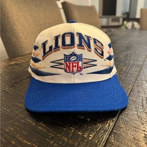 Vintage Detroit Lions Logo Athletic Diamond SnapBack Hat 90s